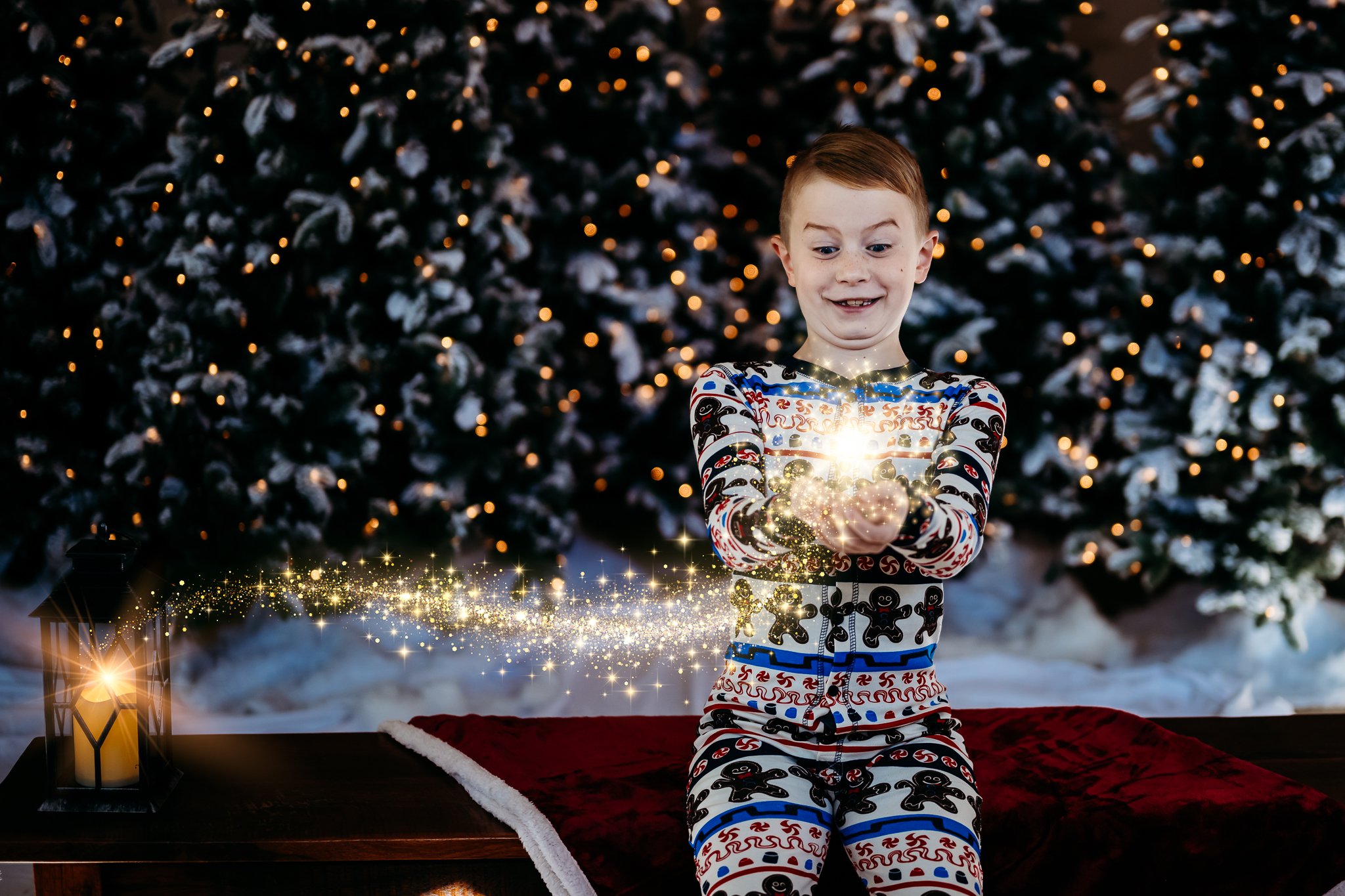 Christmas boy holding magic ball