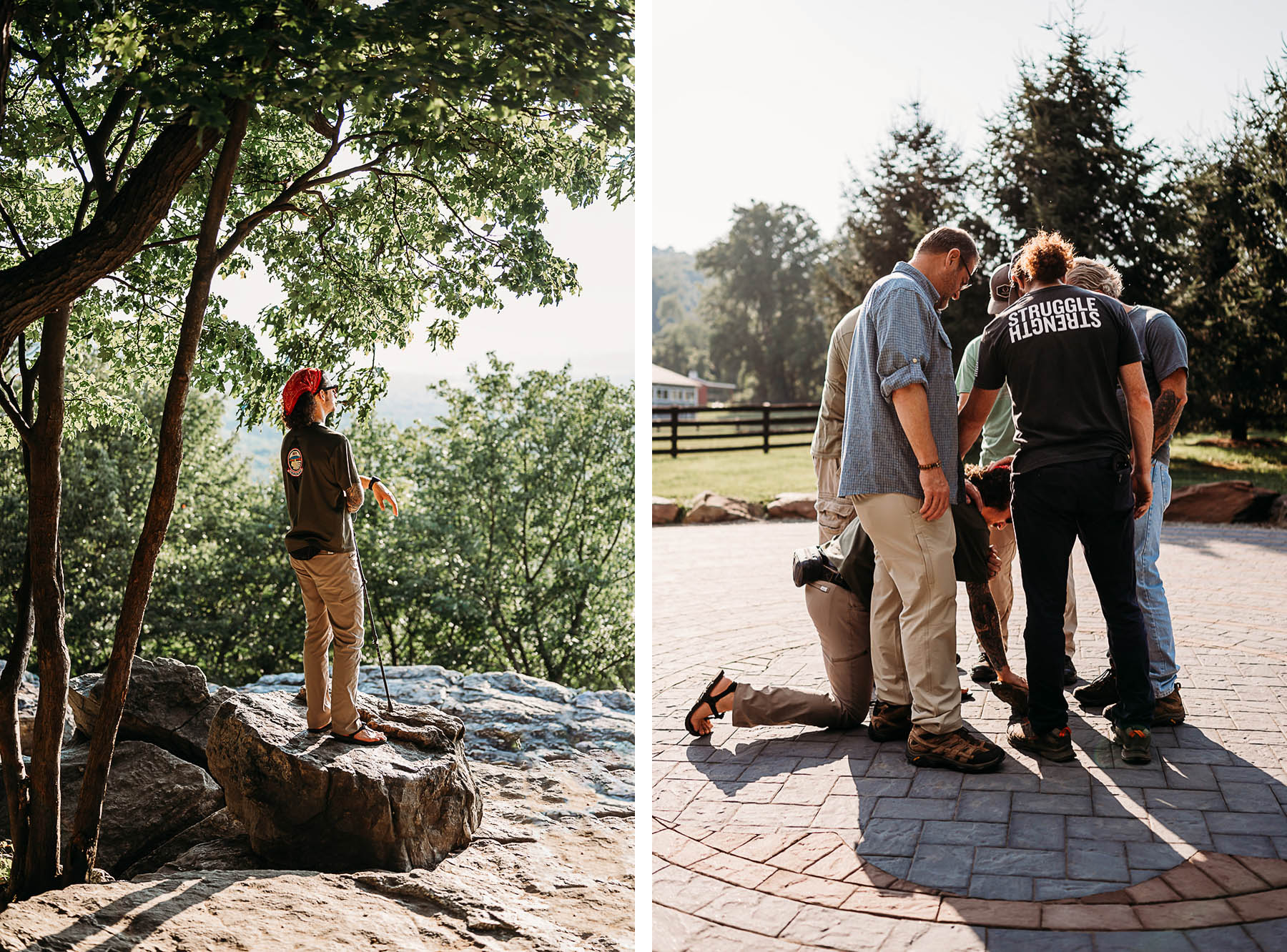 Custom website photography for Boulder Crest by Jenny Sessoms. The team hiking through the institute property.